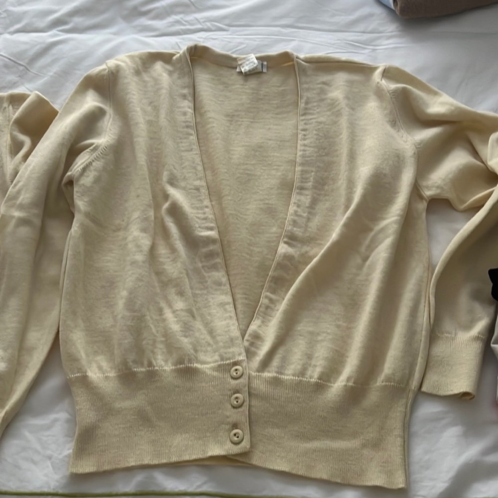 cream polo cardigan set